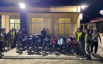 KRYD Polsek Bagan Sinembah Sasar Balap Liar, Belasan Motor Knalpot Brong Disita
