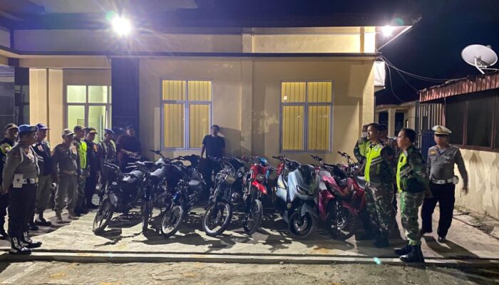KRYD Polsek Bagan Sinembah Sasar Balap Liar, Belasan Motor Knalpot Brong Disita
